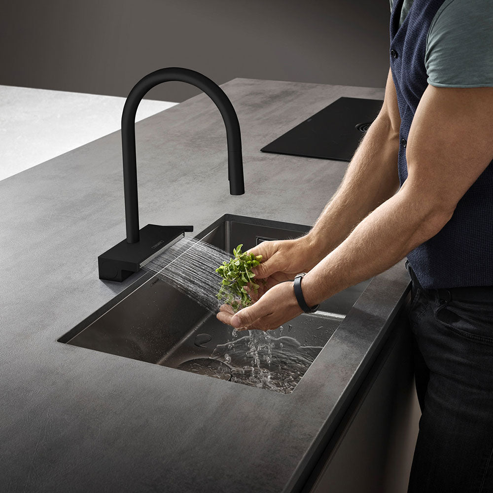Hansgrohe Aquno Select M81 170 3 Jet Pullout Spray Single Lever Kitchen Sink Mixer Tap with sBox