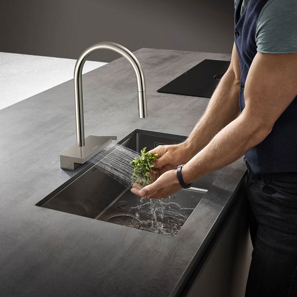 Hansgrohe Aquno Select M81 170 3 Jet Pullout Spray Single Lever Kitchen Sink Mixer Tap with sBox