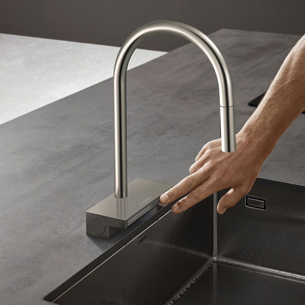 Hansgrohe Aquno Select M81 170 3 Jet Pullout Spray Single Lever Kitchen Sink Mixer Tap with sBox