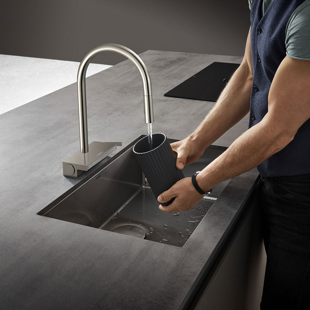 Hansgrohe Aquno Select M81 170 3 Jet Pullout Spray Single Lever Kitchen Sink Mixer Tap with sBox