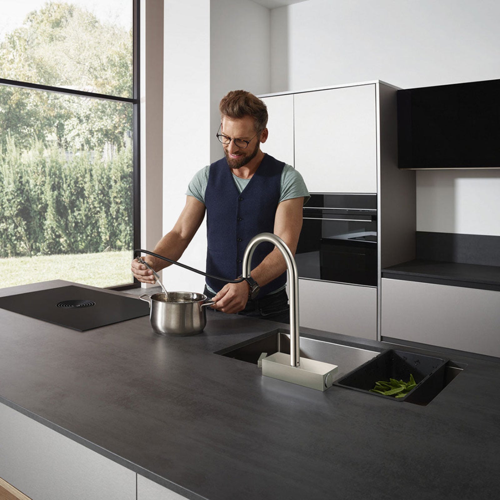 Hansgrohe Aquno Select M81 170 3 Jet Pullout Spray Single Lever Kitchen Sink Mixer Tap