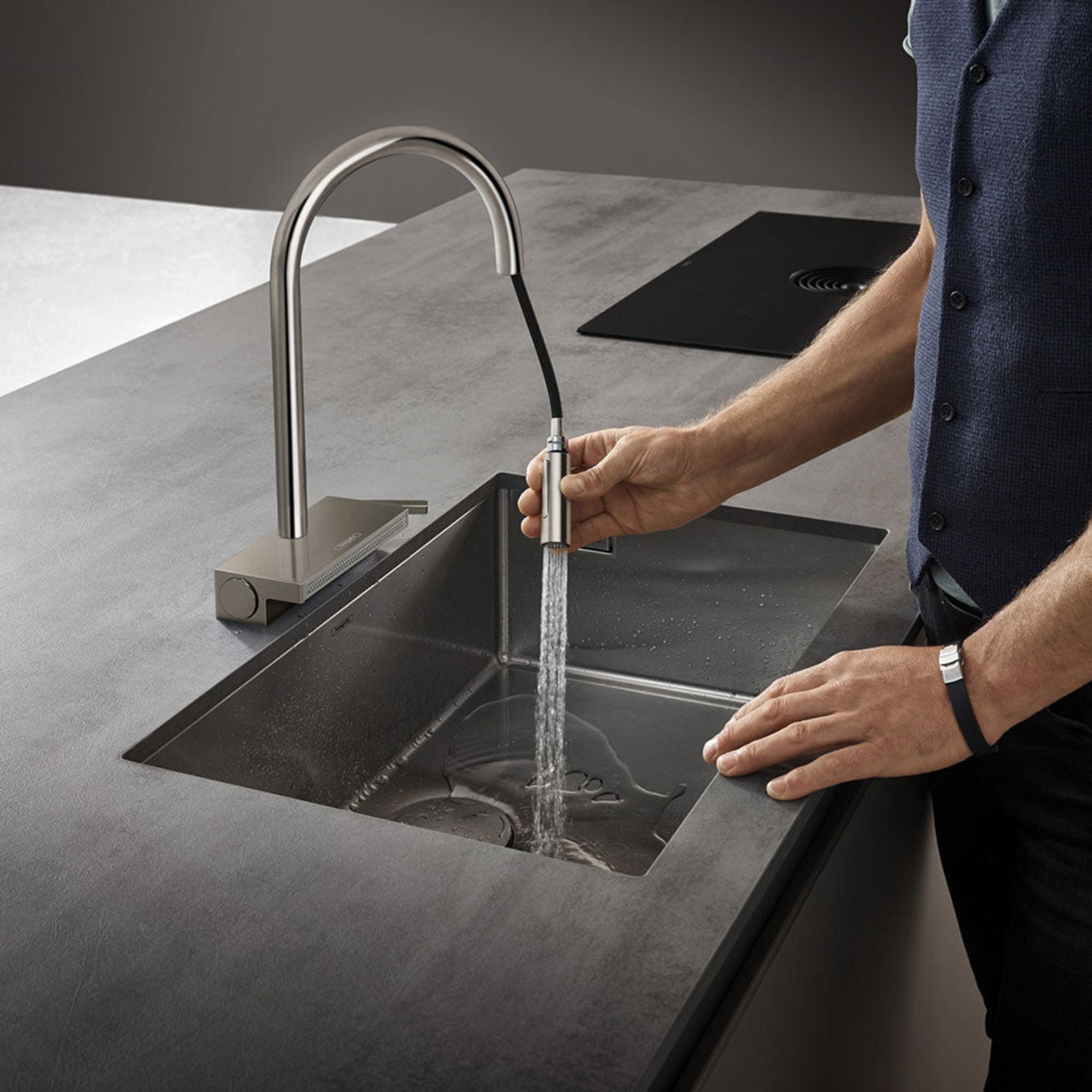 Hansgrohe Aquno Select M81 170 3 Jet Pullout Spray Single Lever Kitchen Sink Mixer Tap