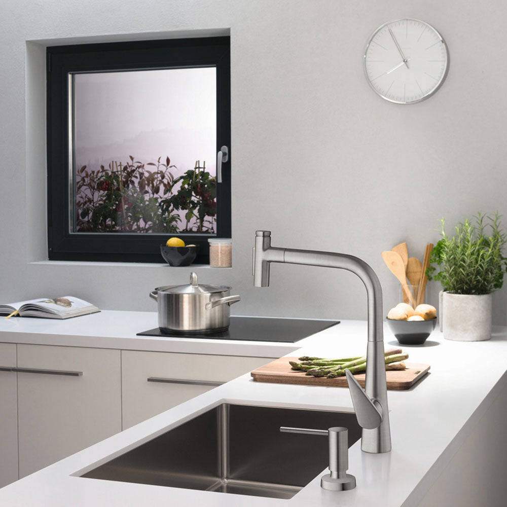 Hansgrohe Focus M51 Stainless Steel 300 Pull-Out Spray Single Lever Kitchen Sink Mixer Tap with sBox 73867800