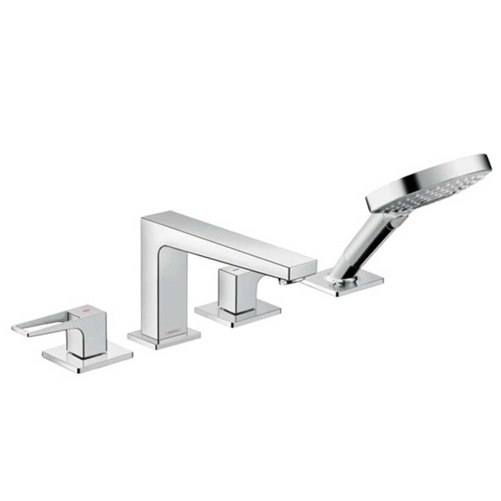 Hansgrohe Metropol Loop Handle Chrome 4-Hole Rim-Mounted Bath Mixer Tap 74553000