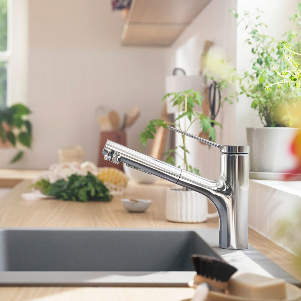 Hansgrohe Zesis M33 150 2 Jet Pull Out Spray Single Lever Kitchen Sink Mixer Tap
