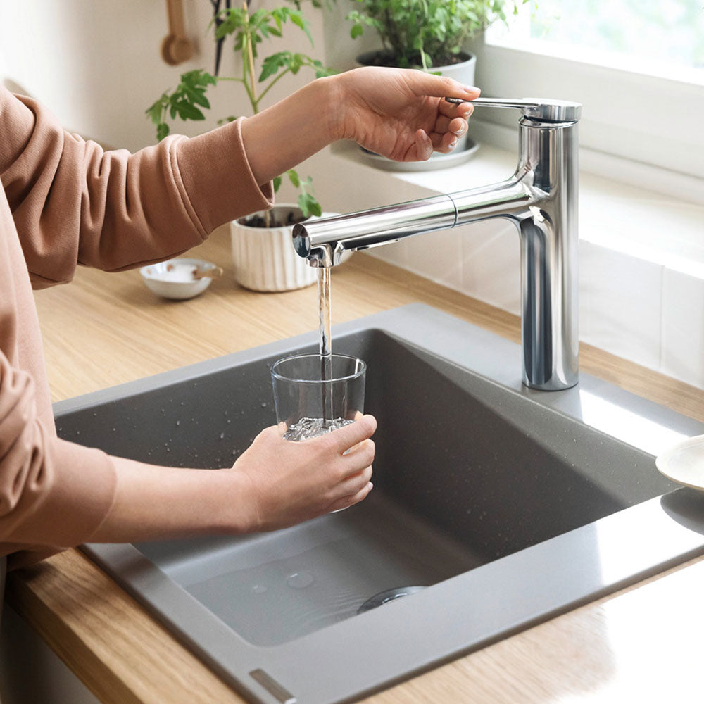Hansgrohe Zesis M33 160 2 Jet Pull-out Spray Single Lever Kitchen Sink Mixer Tap