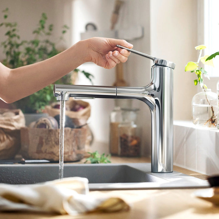 Hansgrohe Zesis M33 160 2 Jet Pull-out Spray Single Lever Kitchen Sink Mixer Tap