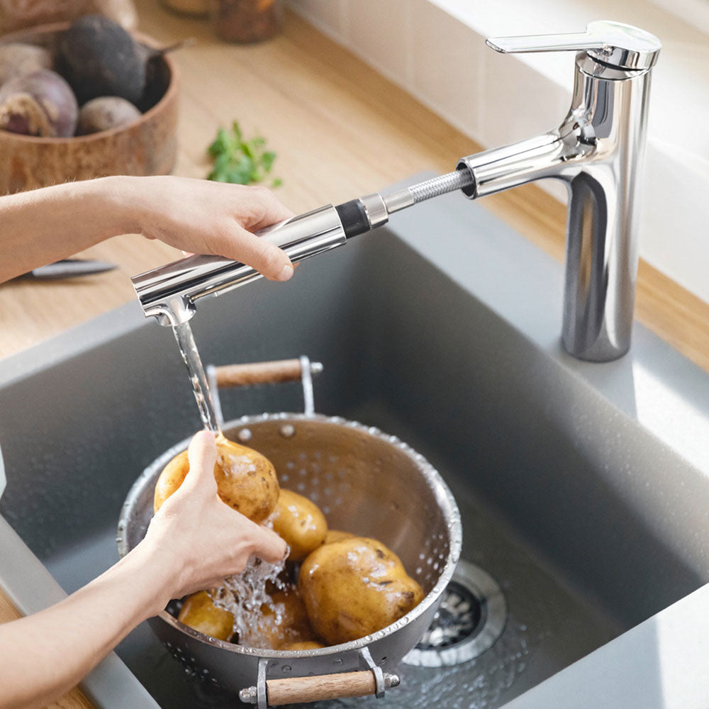 Hansgrohe Zesis M33 160 2 Jet Pull-out Spray Single Lever Kitchen Sink Mixer Tap with sBox Lite