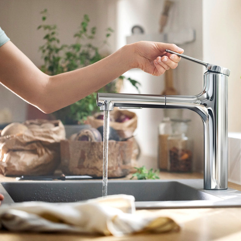 Hansgrohe Zesis M33 160 2 Jet Pull-out Spray Single Lever Kitchen Sink Mixer Tap with sBox Lite