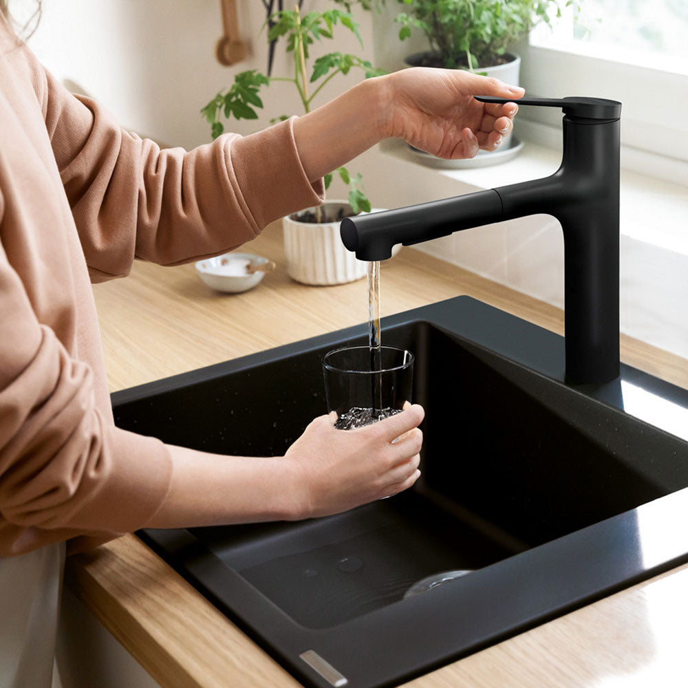 Hansgrohe Zesis M33 160 2 Jet Pull-out Spray Single Lever Kitchen Sink Mixer Tap with sBox Lite