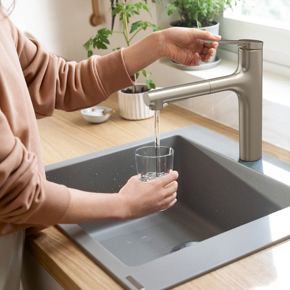 Hansgrohe Zesis M33 160 2 Jet Pull-out Spray Single Lever Kitchen Sink Mixer Tap with sBox Lite