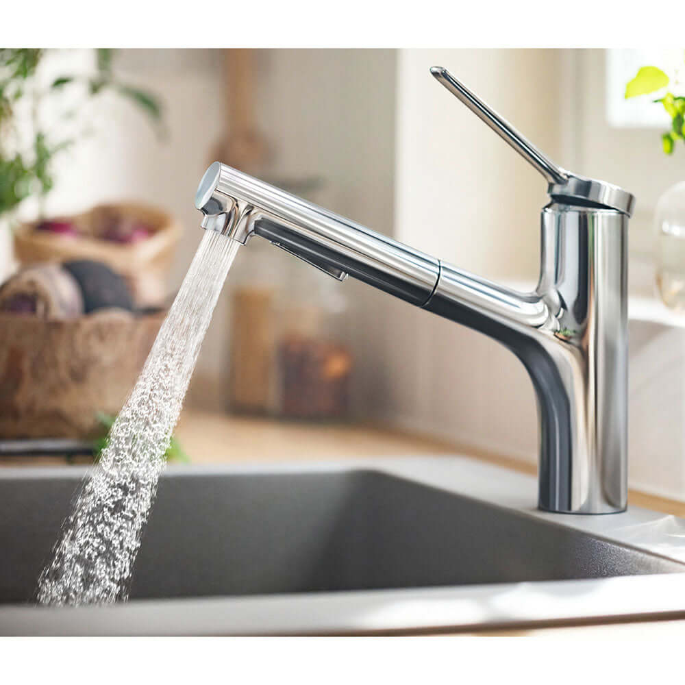 Hansgrohe Zesis M33 150 2 Jet Metal Pull-out Spray Single Lever Kitchen Sink Mixer Tap