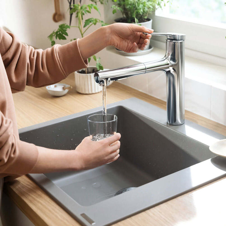Hansgrohe Zesis M33 160 2 Jet Metal Pull-Out Spray Single Lever Kitchen Sink Mixer Tap
