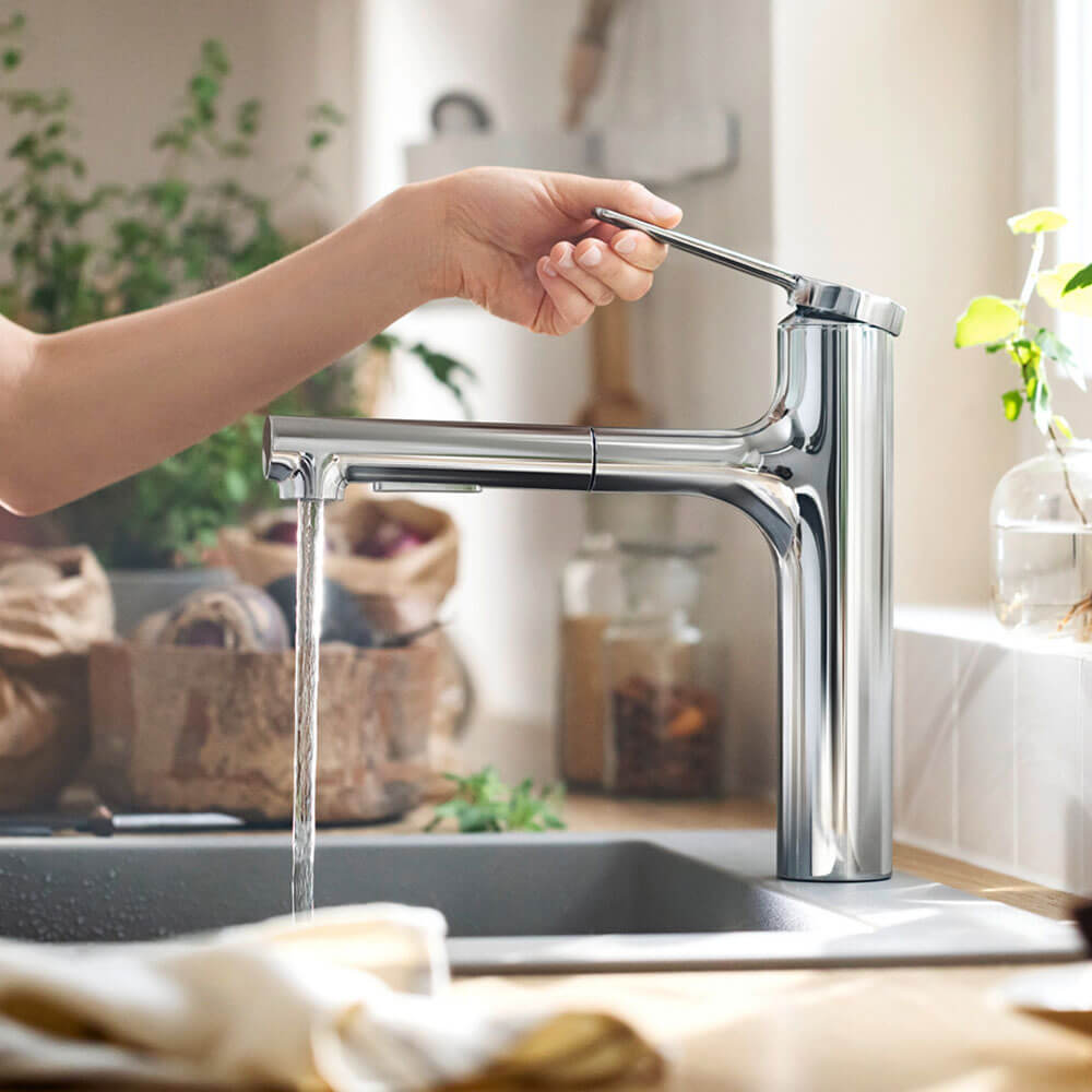Hansgrohe Zesis M33 160 2 Jet Metal Pull-Out Spray Single Lever Kitchen Sink Mixer Tap