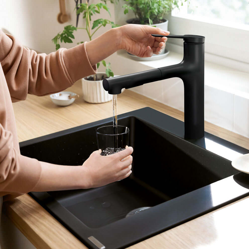 Hansgrohe Zesis M33 160 2 Jet Metal Pull-Out Spray Single Lever Kitchen Sink Mixer Tap