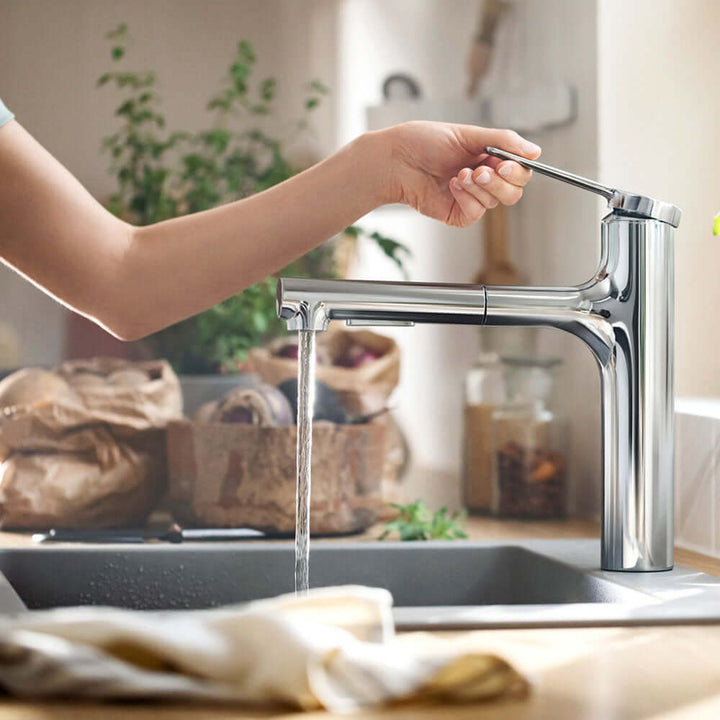 Hansgrohe Zesis M33 160 2 Jet Metal Pull-Out Spray Single Lever Kitchen Sink Mixer Tap
