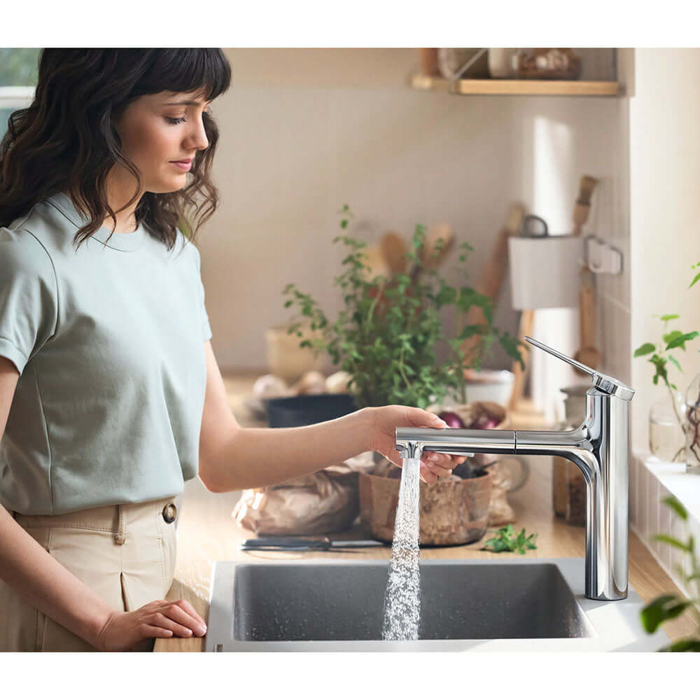 Hansgrohe Zesis M33 160 2 Jet Metal Pull-Out Spray Single Lever Kitchen Sink Mixer Tap