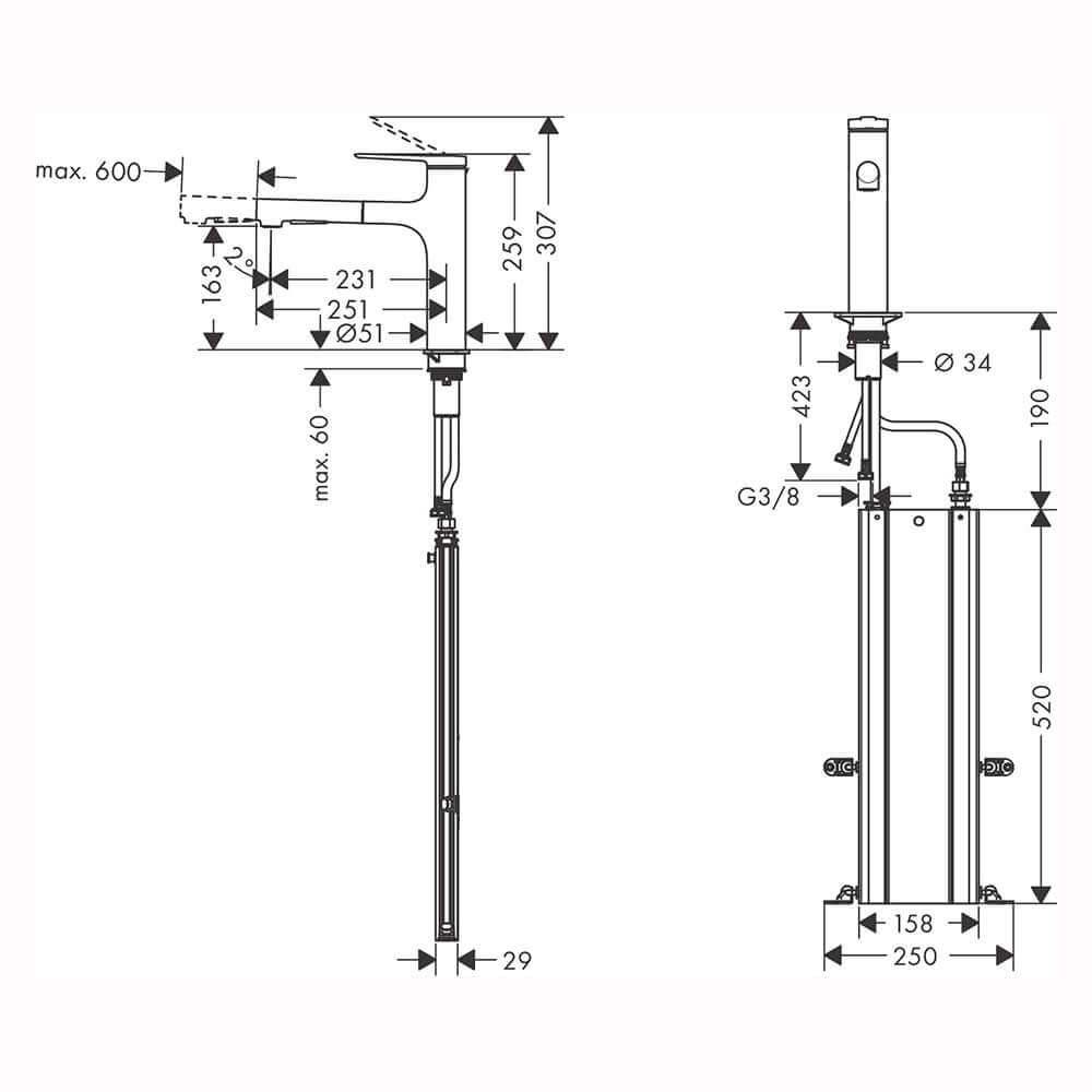 Hansgrohe Zesis M33 160 2 Jet Metal Pull-Out Spray Single Lever Kitchen Sink Mixer Tap