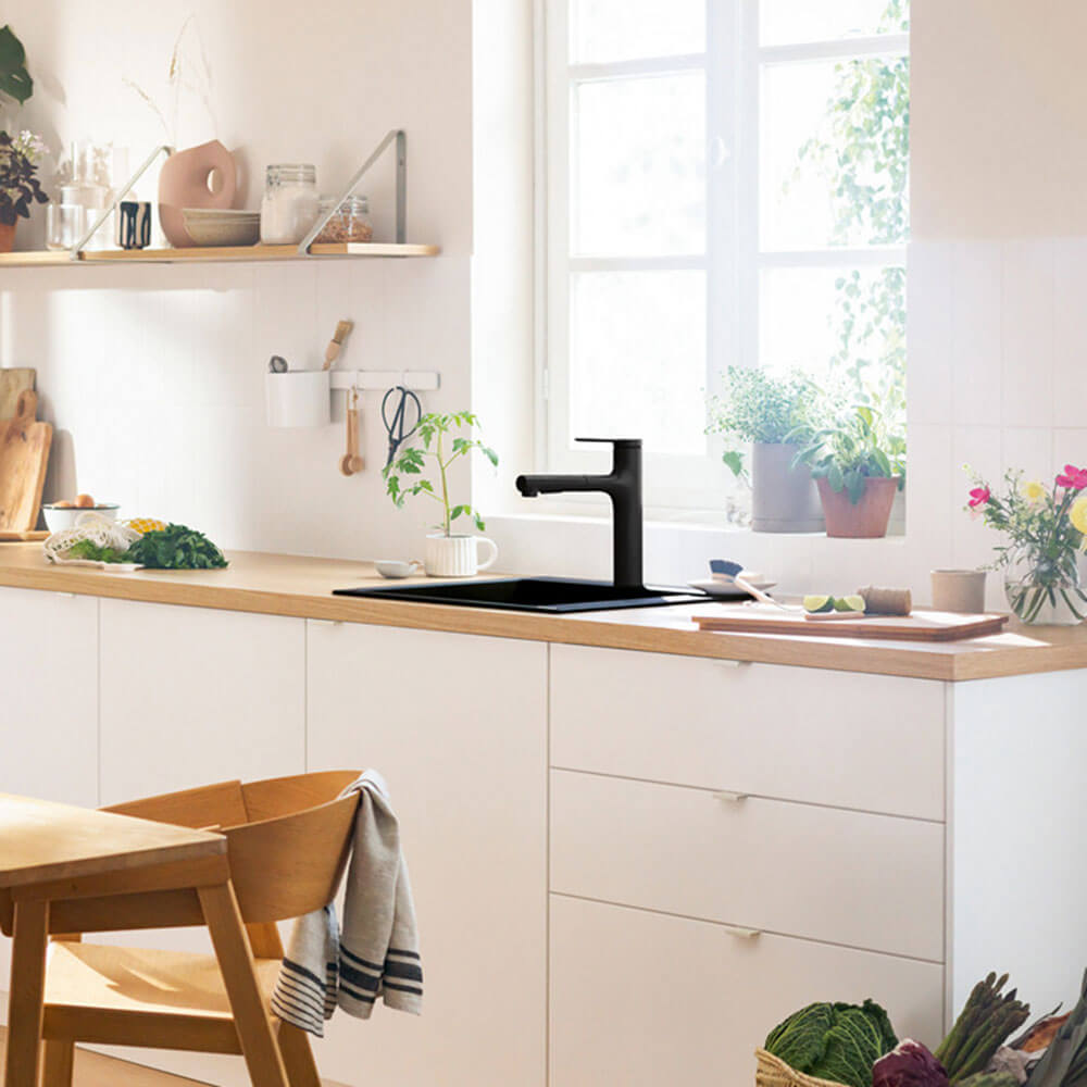Hansgrohe Zesis M33 160 2 Jet Metal Pull-Out Spray Single Lever Kitchen Sink Mixer Tap