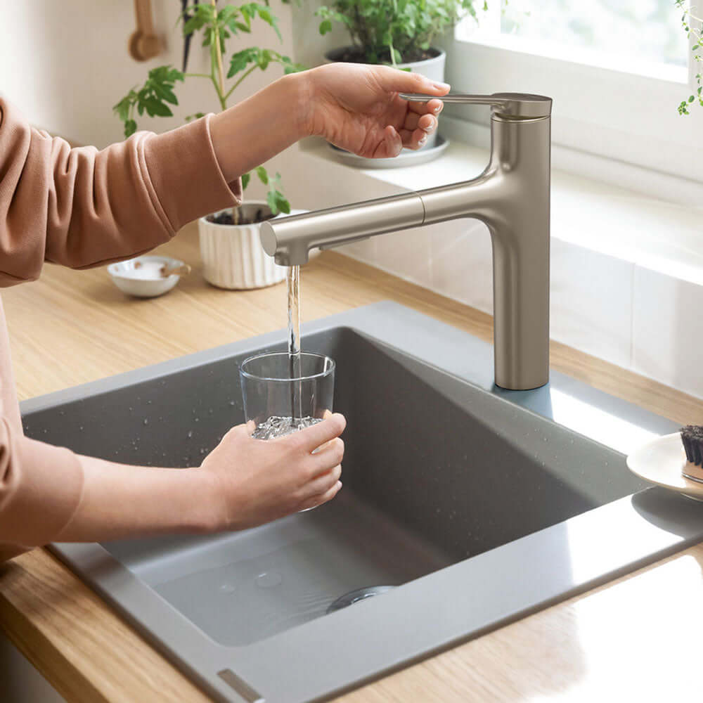Hansgrohe Zesis M33 160 2 Jet Metal Pull-Out Spray Single Lever Kitchen Sink Mixer Tap