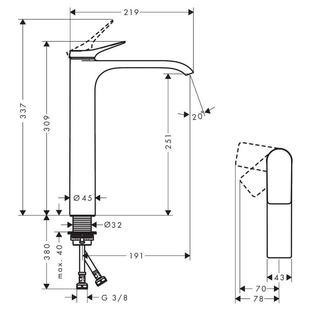 Hansgrohe Vivenis 250 Single Lever Basin Mixer Tap
