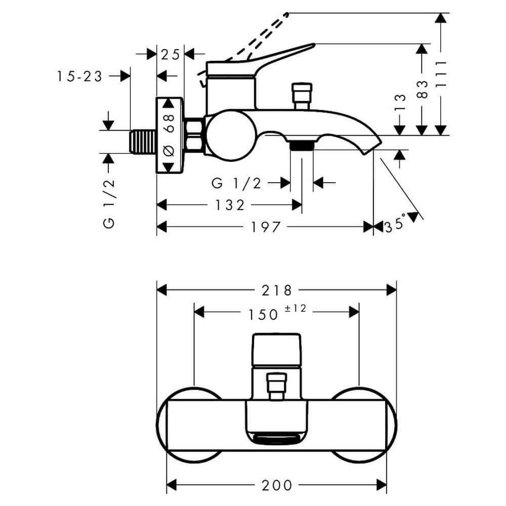Hansgrohe Vivenis Chrome Single Lever Bath Mixer Tap Original For Exposed Installation 75423000