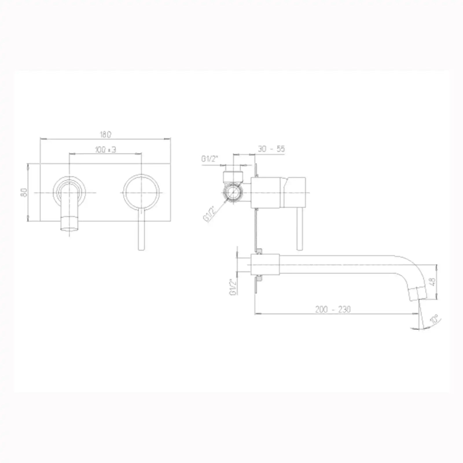 Paini Cox Chrome Wall Mounted Basin Mixer Tap with Back Plate 78CR208P