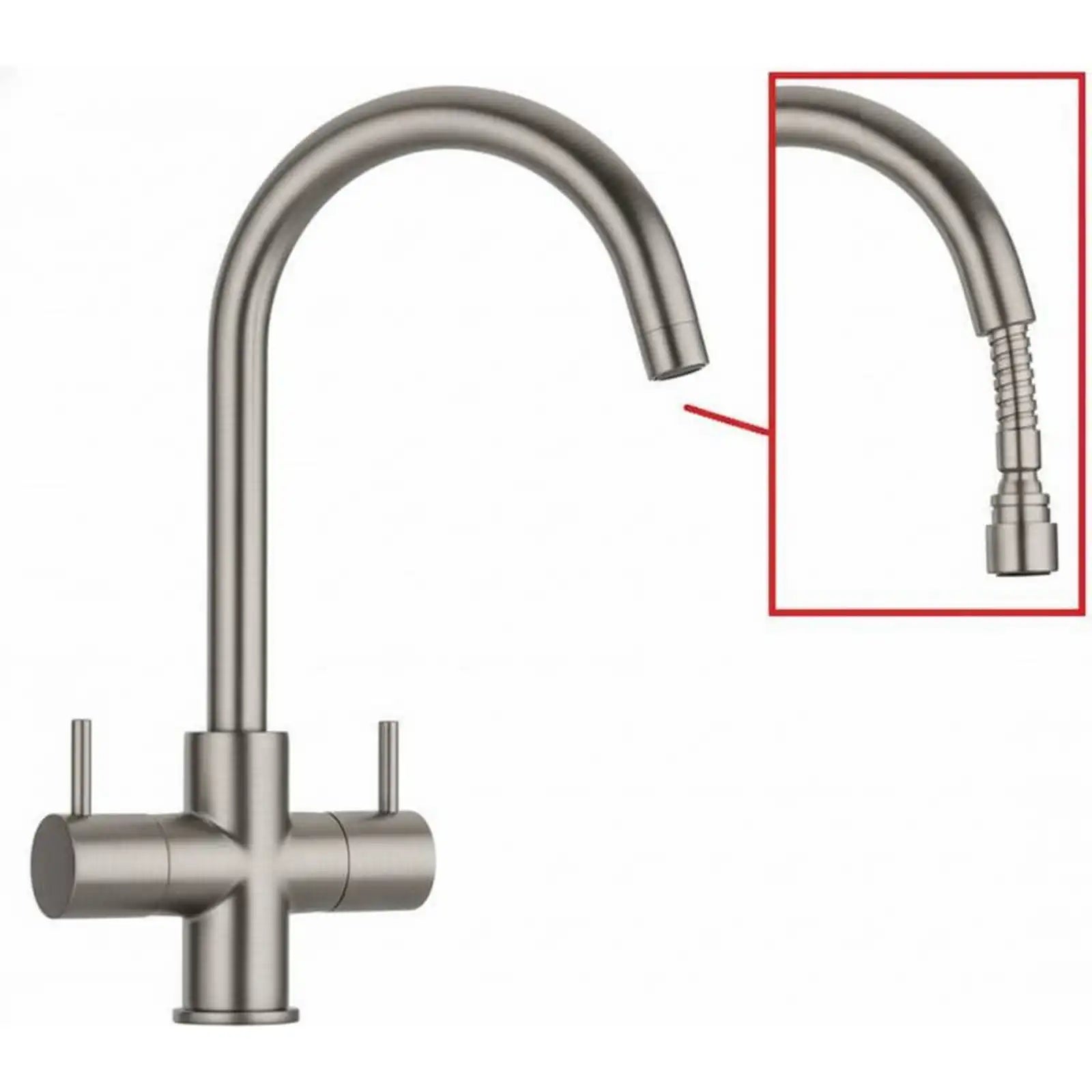 Paini Cox Brushed Nickel Cruciform Mono Pull Out Spray Tap 78PW491F4UK