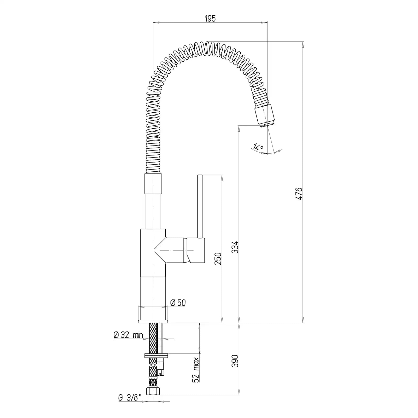 Paini Cox Brushed Spring Side Lever Mixer Tap 78PW558UK