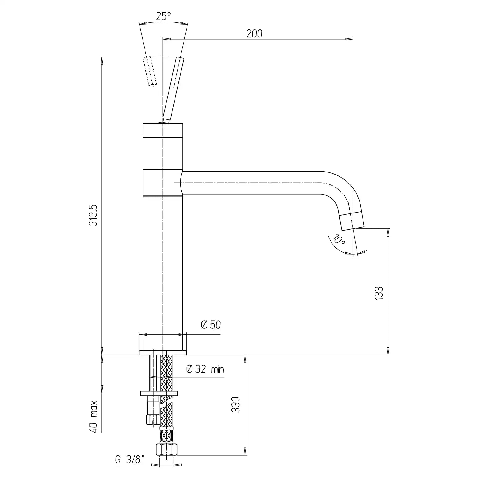 Paini Cox Brushed Nickel Fountain Joystick Lever Tap 78PW579JOUK