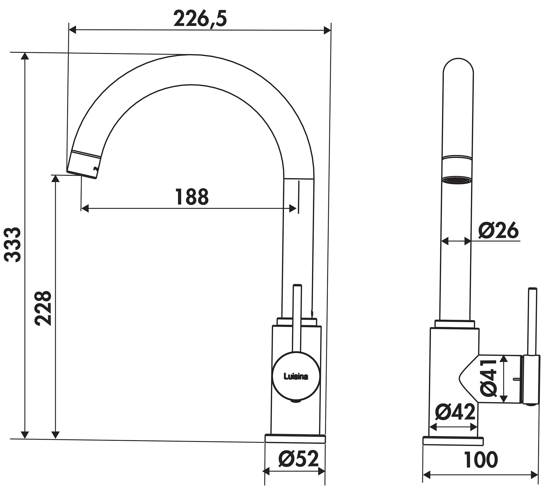 Schütte Single Lever Swan Neck Kitchen Mixer Tap