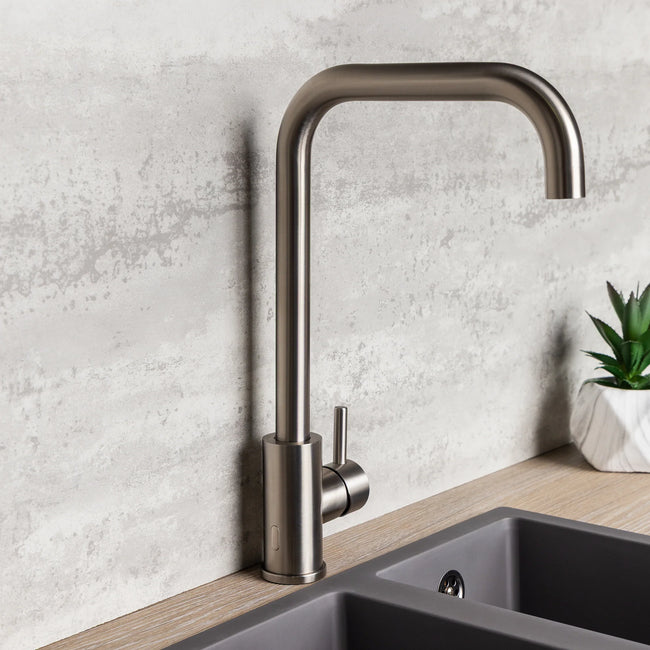 TOP FIX Brushed Steel Kitchen Taps
