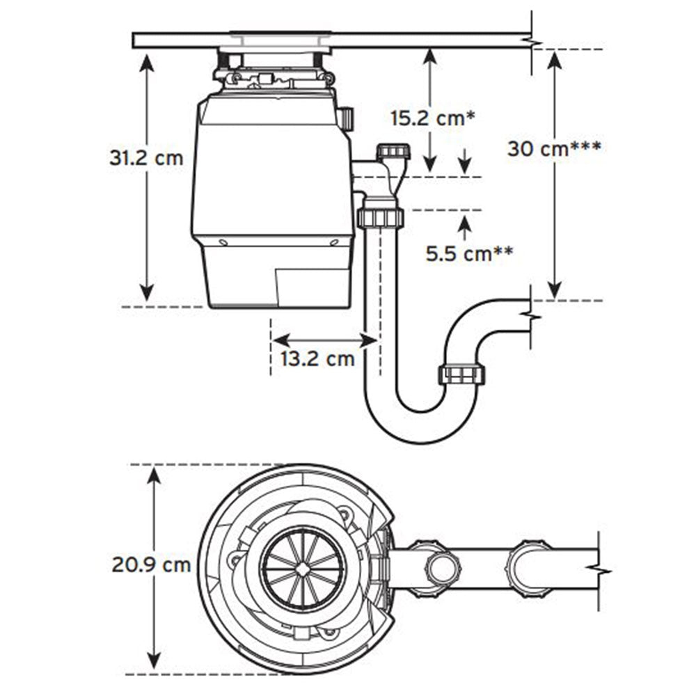 Insinkerator P550 EC Premium Food Waste Disposal with Air Switch - 80373H-ISE