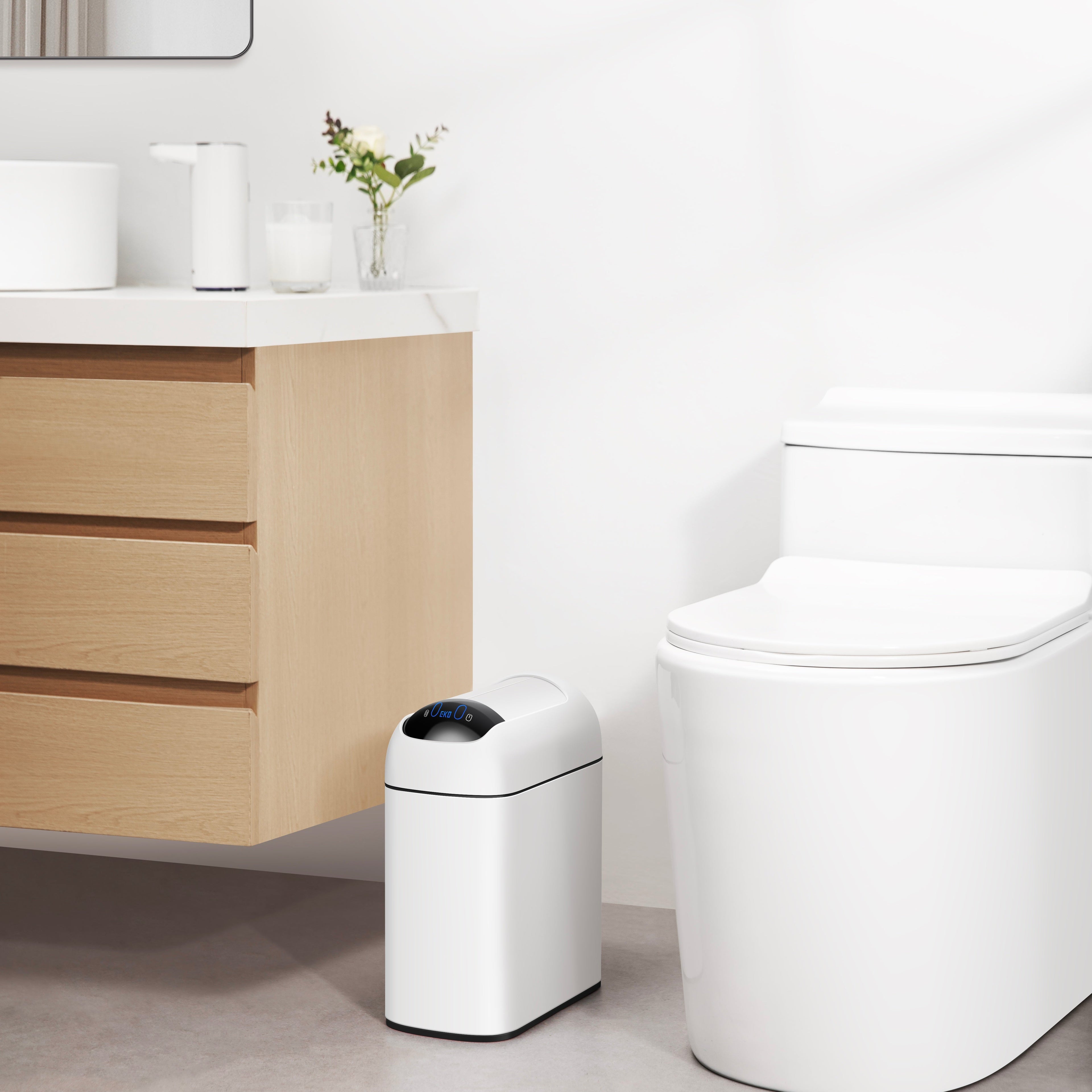 EKO Astro Slim White 10L Space Saving Sensor Bin