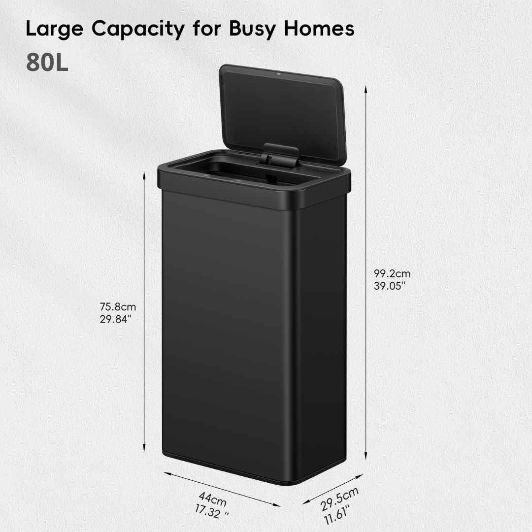 EKO Econova 50L Black Soft Close Sensor Bin