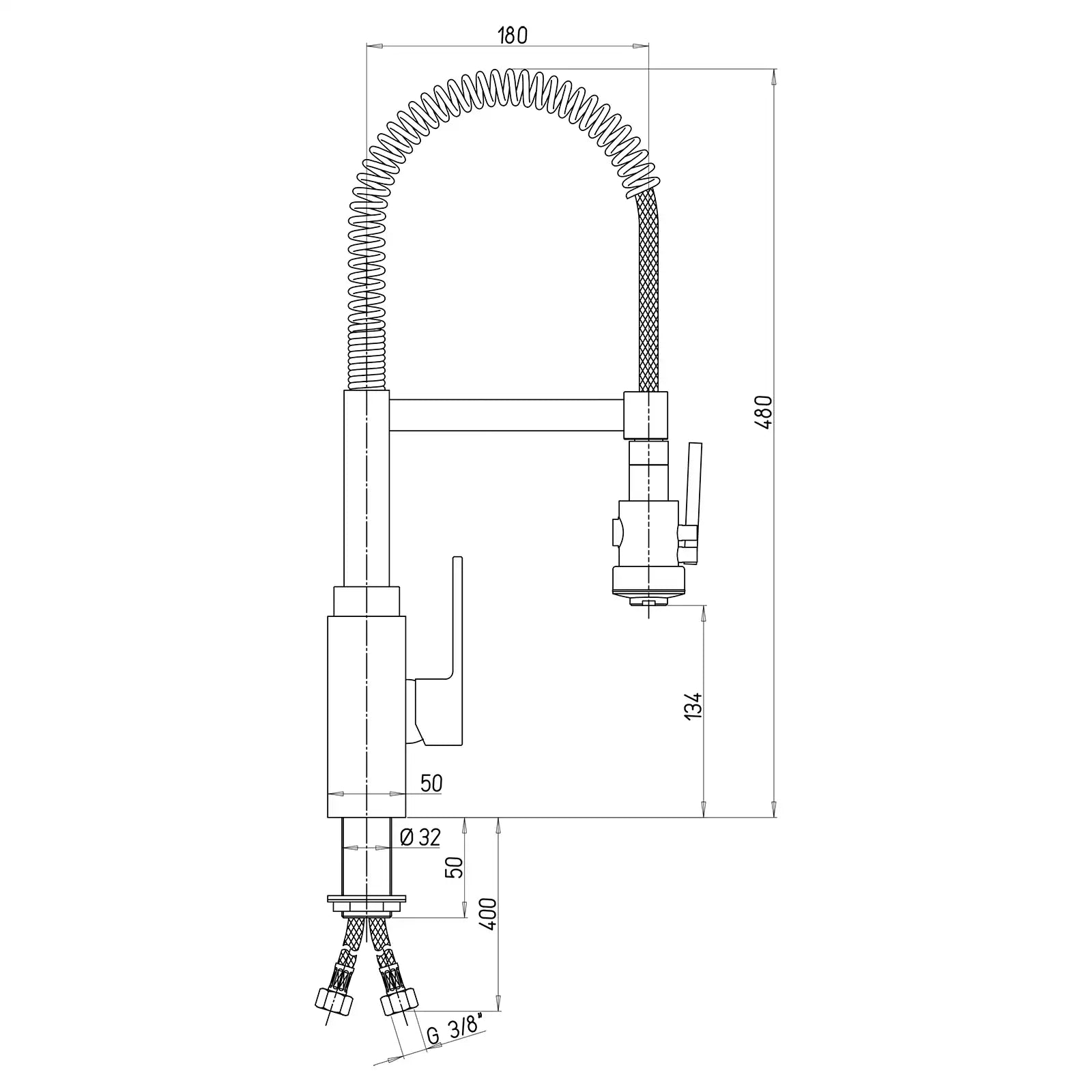Paini Dax Brushed Sink Mixer Tap c-w Spring & Swivel Spray 84PW557PUK