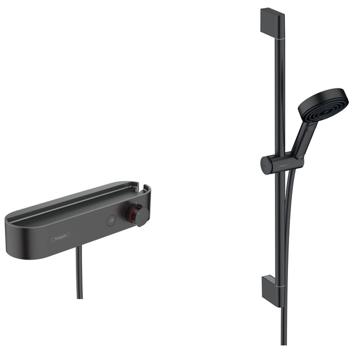 Hansgrohe Pulsify Select S Matt Black Shower System 105 3 Jet Thermostat Shower Bar 65cm