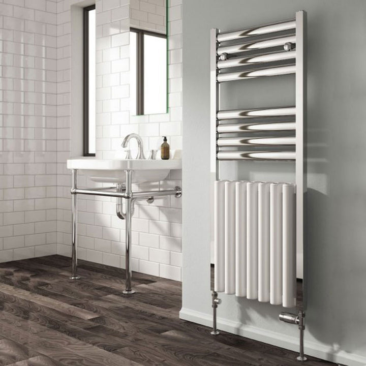 Reina Burton 1180x485mm White/Polished 1515W Aluminium Towel Rail A-BTN115WP