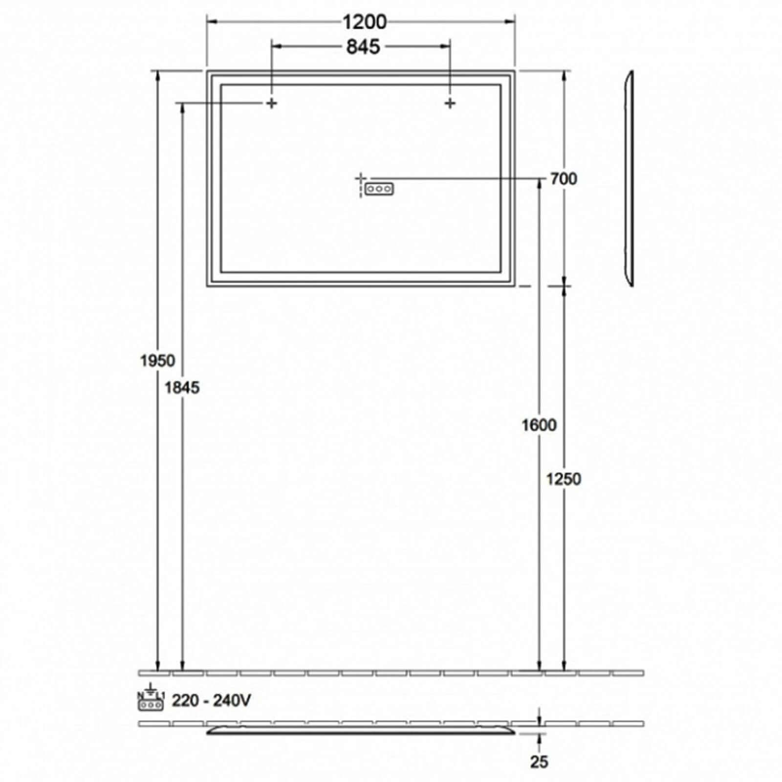 Villeroy & Boch Finero LED Bathroom Mirror 700 x 1200mm