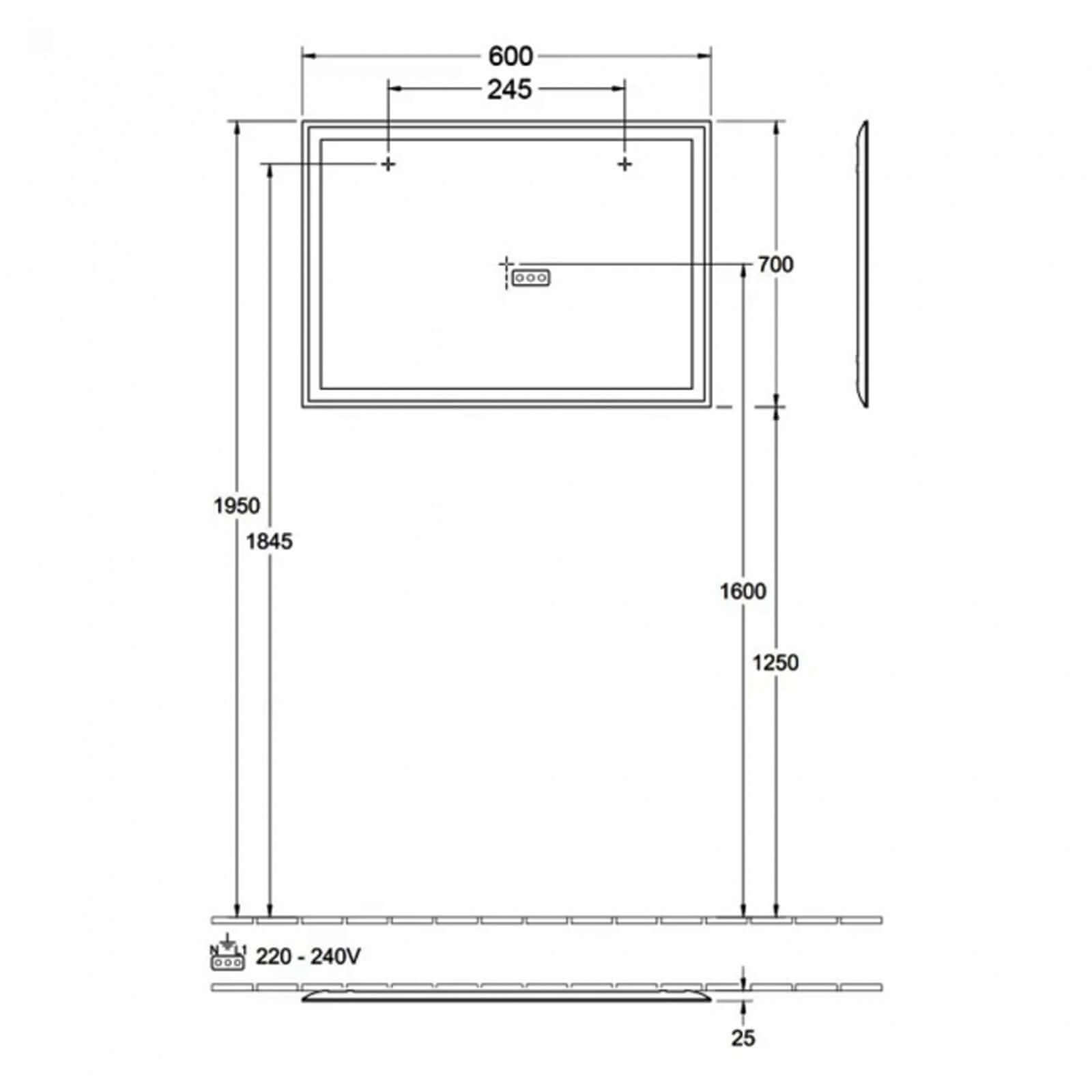 Villeroy & Boch Finero LED Bathroom Mirror 700 x 600mm