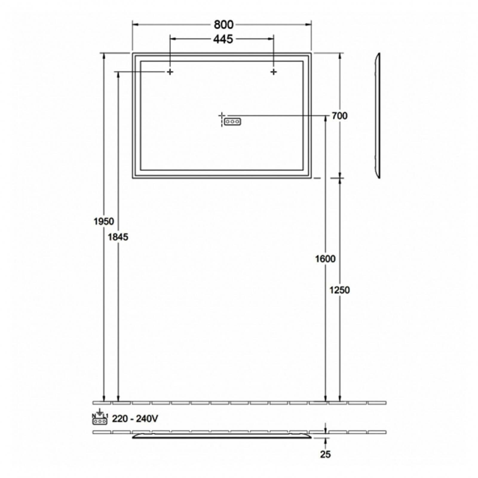 Villeroy & Boch Finero LED Bathroom Mirror 700 x 800mm