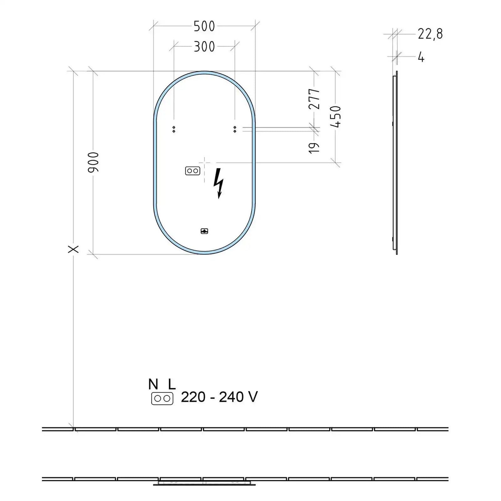 Villeroy & Boch More to See Lite+ Mirror with Lighting 500 x 900 x 23 mm