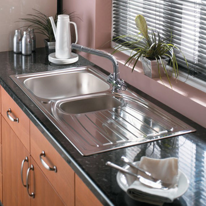 Astracast Alto 1.5 Bowl Brushed Stainless Steel Reversible Kitchen Sink & Waste