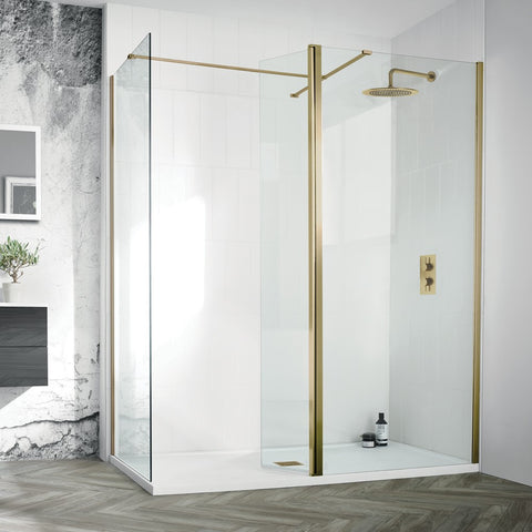 Aquadart Wetroom 8 Brushed Brass Flipper Panel 300mm AQ8660BRS