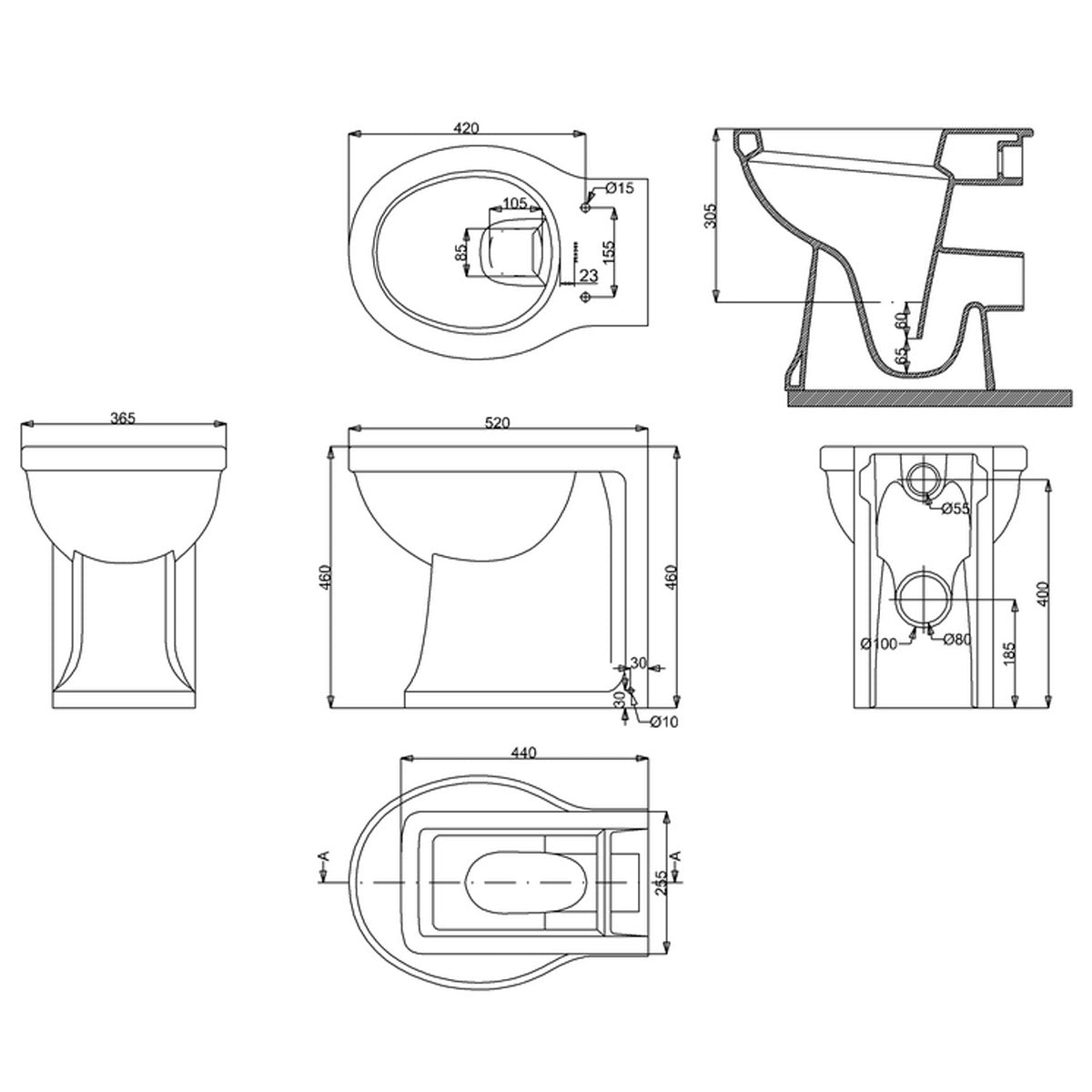 Burlington Arcade White Back To Wall Toilet Pan