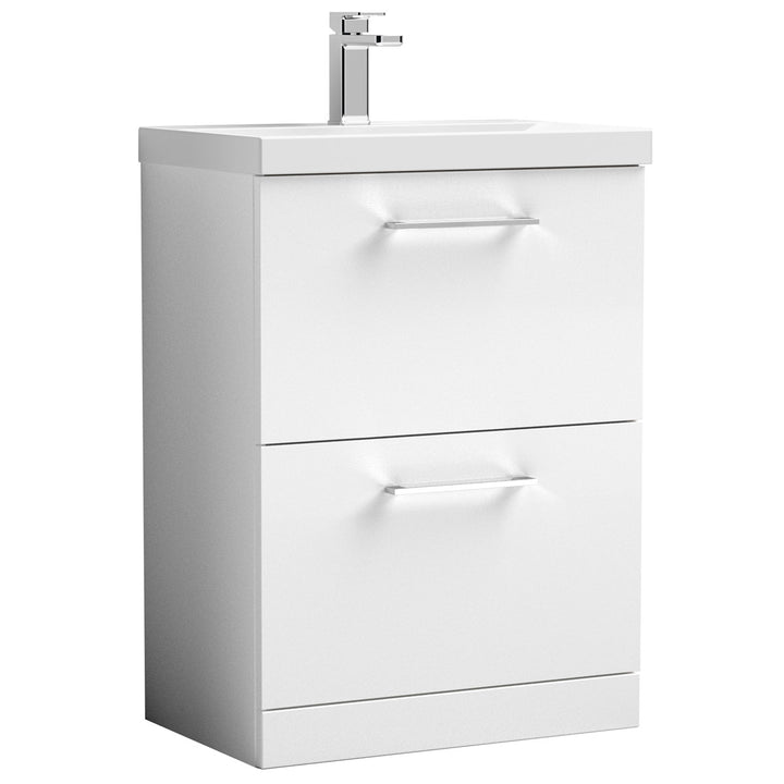 Nuie Arno Floor Standing 2 Drawer Vanity with Thin-Edge Ceramic Basin Unit