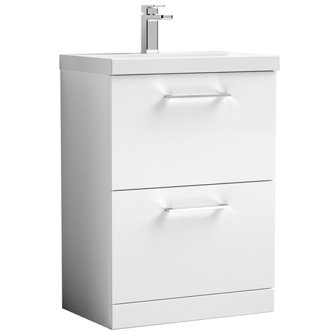 Nuie Arno Floor Standing 2 Drawer Vanity with Thin-Edge Ceramic Basin Unit