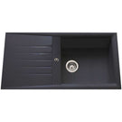 Black kitchen sink with ASTINI branding on a white background