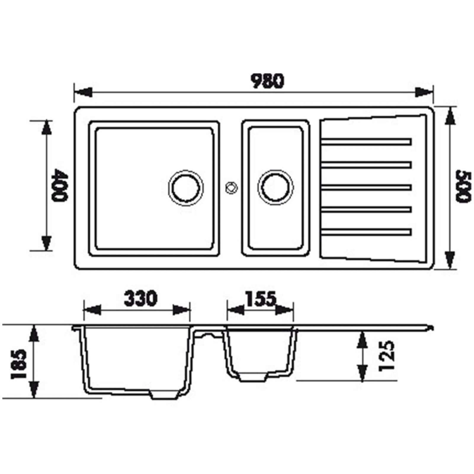 Astini Fiorello 1.0 & 1.5 Bowl Composite Synthetic Kitchen Sink & Waste