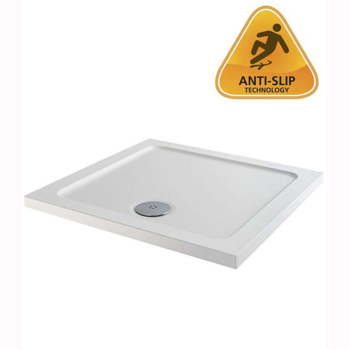 MX White Anti Slip Stone Resin Square Shower Tray 760 x 760mm ASSAY